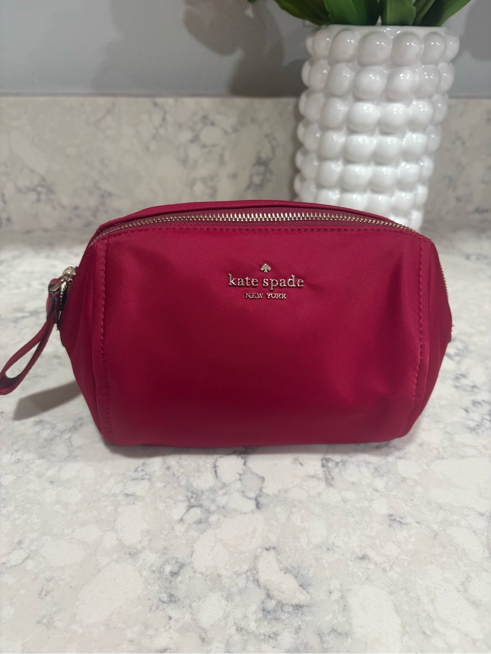 kate spade Nylon Zip Cosmetic Pouch with Gold Logo